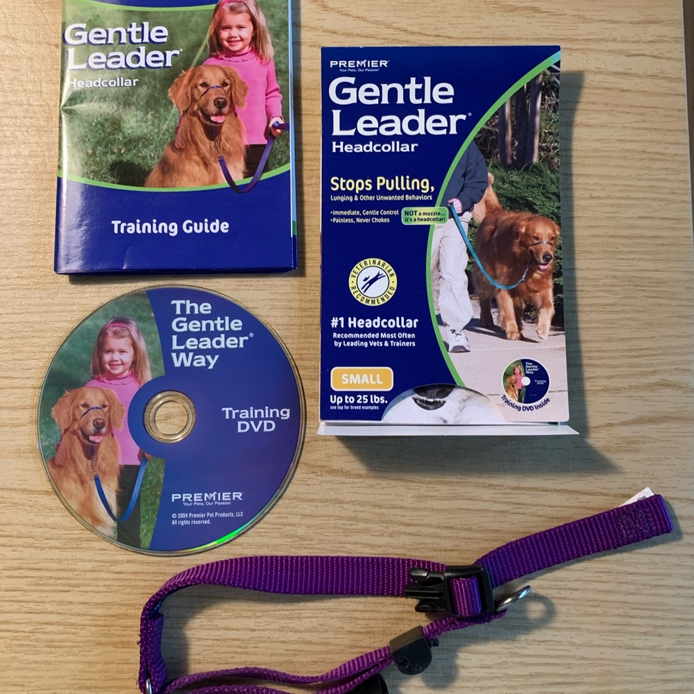 Gentle Leader No-pull head collar for dogs, Small; 2 avail- red, purple. $15 ea